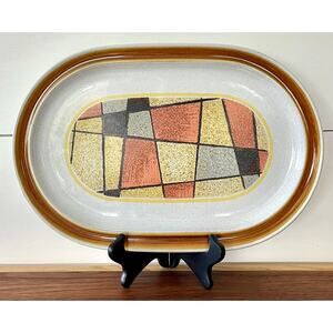 Noritake Primastone Sundance 15” Oval Serving Platter Abstract Mid Century